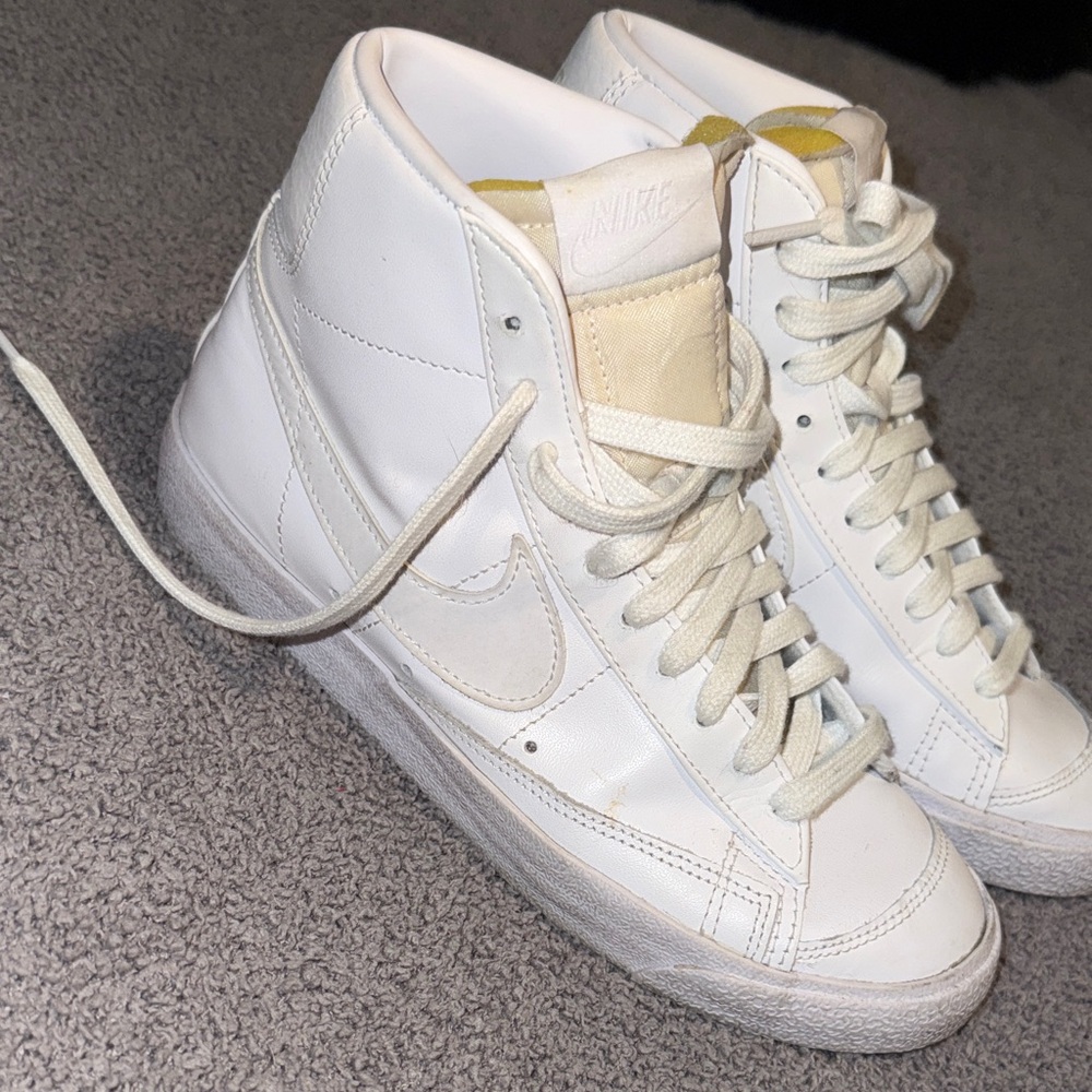 Nike Women's White and Cream High-Top Sneakers